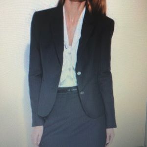 Calvin Klein Petite Two-Button Pinstriped B